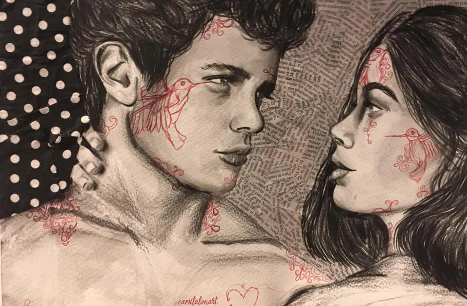 First Love — Watercolor, pencil and collage